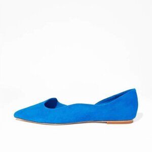 Charlotte Stone Reese D'Orsay Bright Blue Suede Flats 10